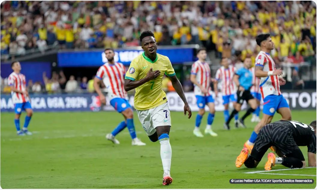 Capa: Vinicius Júnior brilha e Brasil derrota Paraguai na Copa América