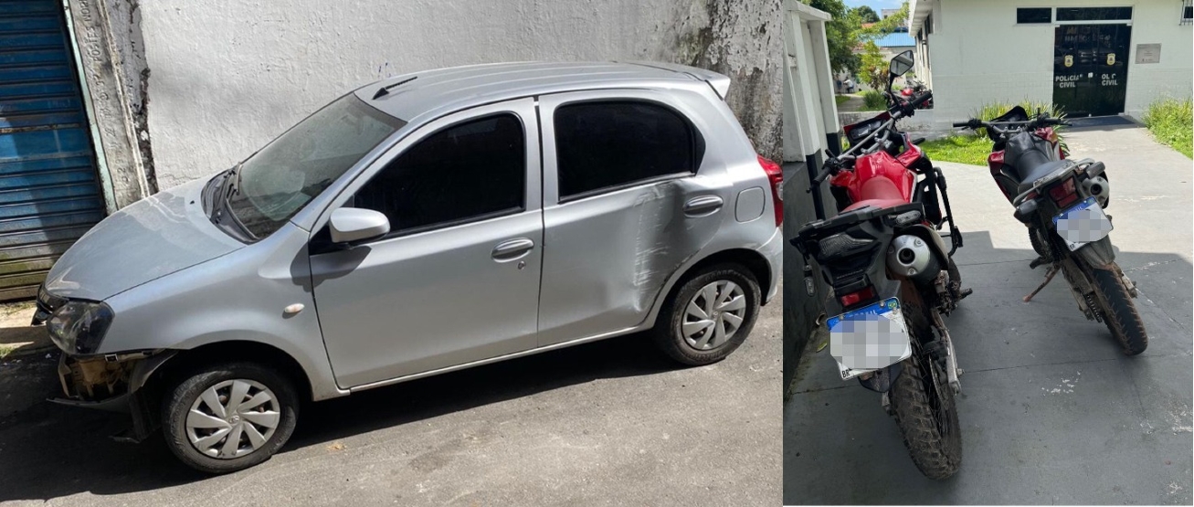 Capa: Carro e duas motos roubados em Salvador e Camaçari são recuperados pela PM