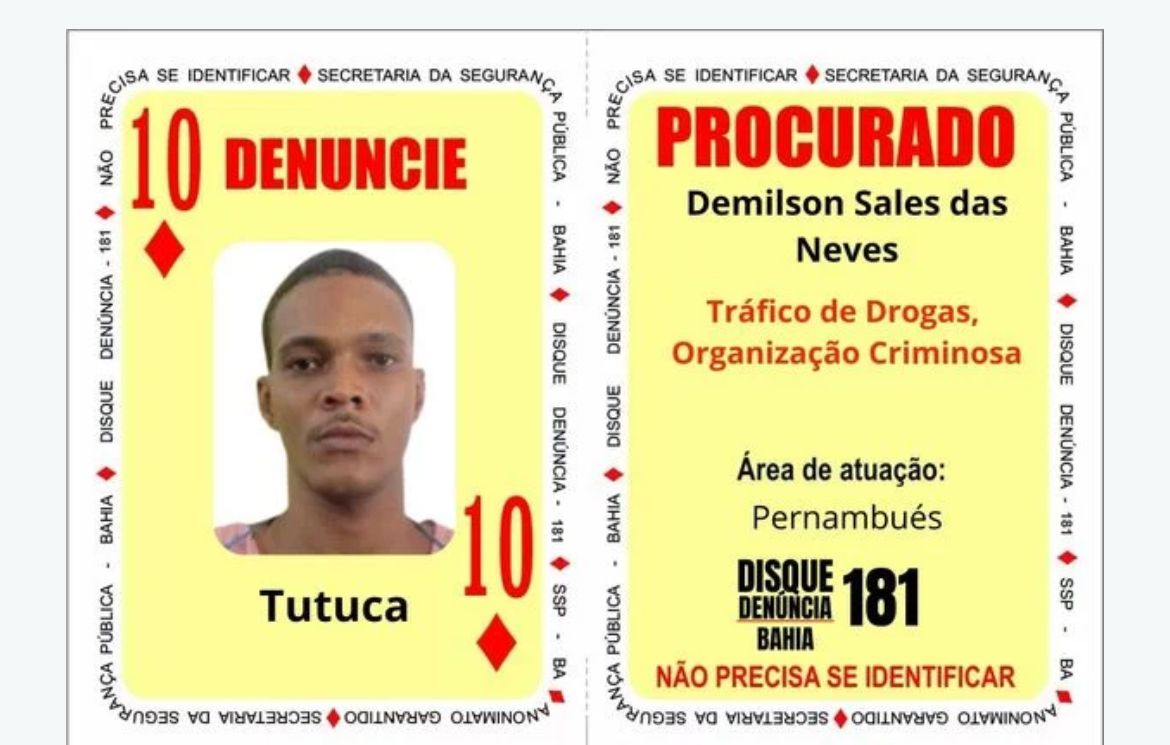 Capa: Forças de segurança da Bahia e RJ capturam 10 de Ouros do Baralho do Crime